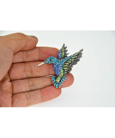 Hummingbird brooch pins for women fashion Bird pins rhinestone crystal women's brooches pin Ancient Silver Blue Green $8.11 B...