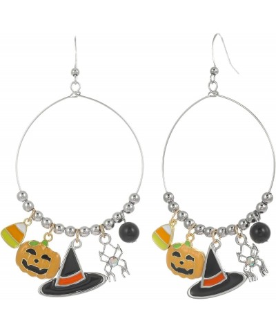 Halloween Statement Dangle Earrings for Women, Statement Movable Skull with Pumpkin, Jewelry for Halloween Party, Holiday Gif...