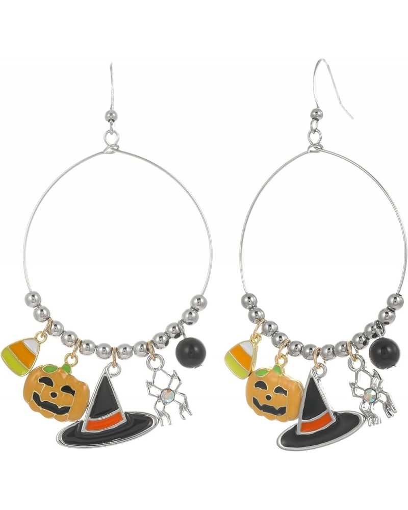 Halloween Statement Dangle Earrings for Women, Statement Movable Skull with Pumpkin, Jewelry for Halloween Party, Holiday Gif...