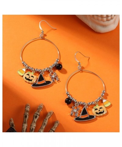 Halloween Statement Dangle Earrings for Women, Statement Movable Skull with Pumpkin, Jewelry for Halloween Party, Holiday Gif...