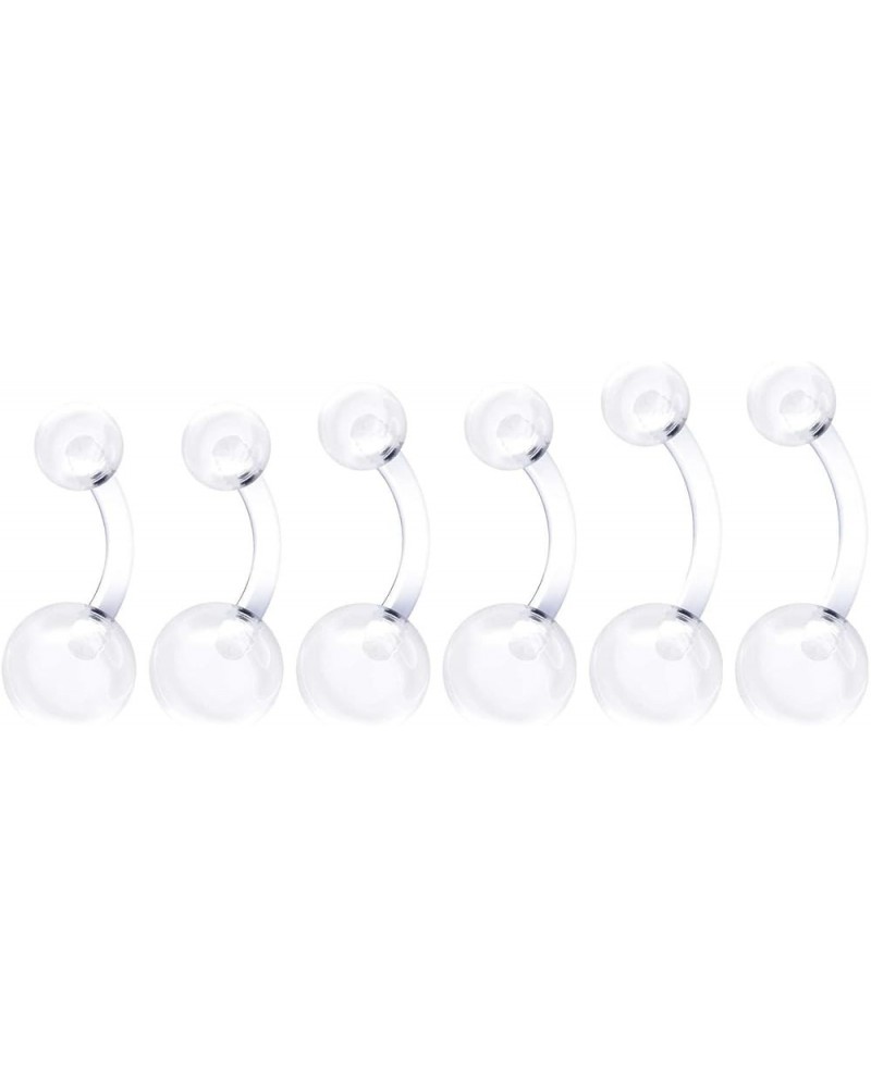 Flexible Acrylic Clear Belly Button Ring Retainer 14 Gauge Navel Bar Earrings Piercing Jewelry See More Sizes J-6pcs 8mm 10mm...