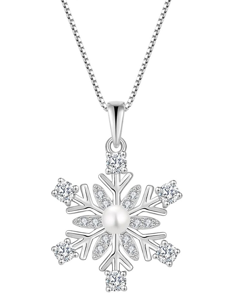 Women Snowflake Necklace,925 Sterling Silver Pendant with 5A Cubic Zirconia for Birthday Anniversary Winter Jewelry Gifts 05-...