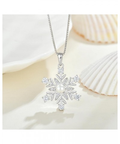 Women Snowflake Necklace,925 Sterling Silver Pendant with 5A Cubic Zirconia for Birthday Anniversary Winter Jewelry Gifts 05-...