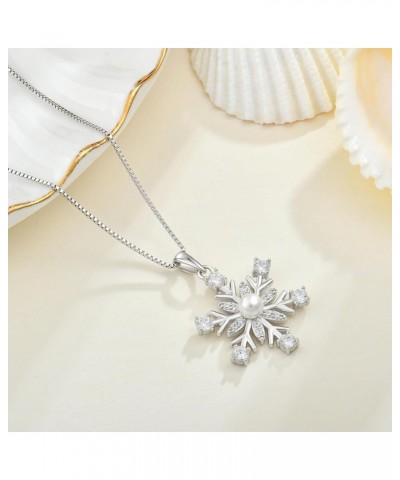 Women Snowflake Necklace,925 Sterling Silver Pendant with 5A Cubic Zirconia for Birthday Anniversary Winter Jewelry Gifts 05-...