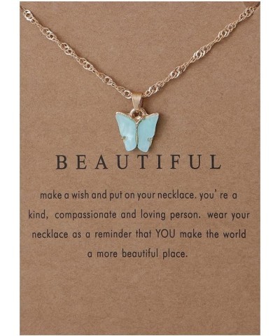 Acrylic Butterfly Charms Colorful Pendant Girls Necklaces Jewelry For Teen Girls White-Light Blue $7.55 Necklaces