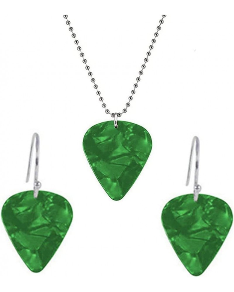 Guitar Pick Necklace Acrylic Hellfire Club Guitar Pick Earrings Pendant Necklace for Women Men Rock Music Jewelry 2Pcs(Green)...