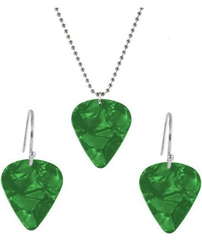 Guitar Pick Necklace Acrylic Hellfire Club Guitar Pick Earrings Pendant Necklace for Women Men Rock Music Jewelry 2Pcs(Green)...