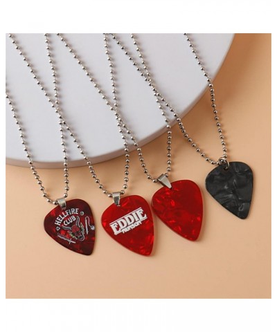 Guitar Pick Necklace Acrylic Hellfire Club Guitar Pick Earrings Pendant Necklace for Women Men Rock Music Jewelry 2Pcs(Green)...