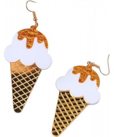 Sweet Ice Cream Key Dangle Earrings Handmade Gold Plated Resin Acrylic Earrings for Women Girls Jewelry A $5.66 Earrings