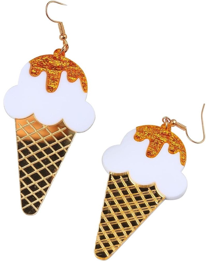 Sweet Ice Cream Key Dangle Earrings Handmade Gold Plated Resin Acrylic Earrings for Women Girls Jewelry A $5.66 Earrings