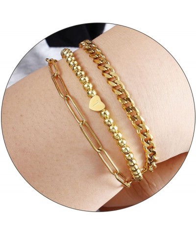 14K Gold Bracelets for Women Initial Bracelet Letter A-Z Layered Paperclip Link Chain Bracelets for Teen Girls Best Friend Bi...