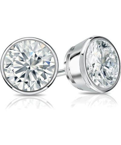 14k Gold Bezel-set Round Diamond Stud Earrings (1/4-2cttw, G-H, SI2-I1) Secure Lock Back White Gold 2.0 carats $327.08 Earrings