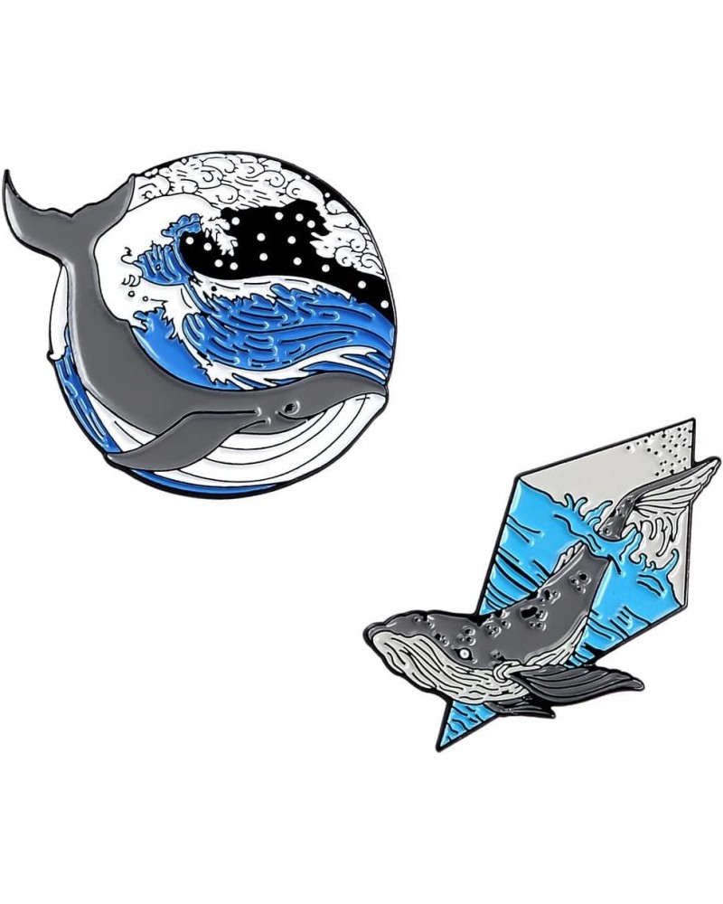 Marine Organism Series Enamel Whale Narwhal Shark Dolphins Brooch and Pin Cartoon Ocean Sea Jewelry 2 $9.42 Brooches & Pins