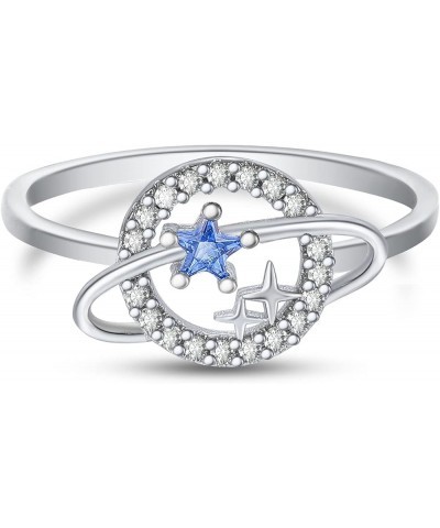 925 Sterling Silver Simple Design Planet Star Ring For Women Girls Fashion Zircon Ring Statement Stacking Rings Wedding Ring ...