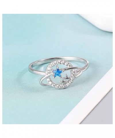 925 Sterling Silver Simple Design Planet Star Ring For Women Girls Fashion Zircon Ring Statement Stacking Rings Wedding Ring ...