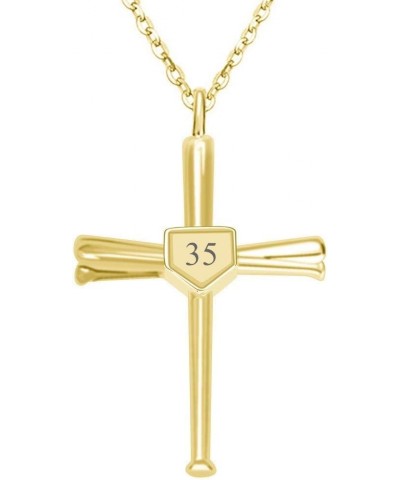 Baseball Bats Cross Necklace with Number Stainless Steel 18K Gold Plated Charm Sports Pendant Gift Number-35 $14.39 Necklaces