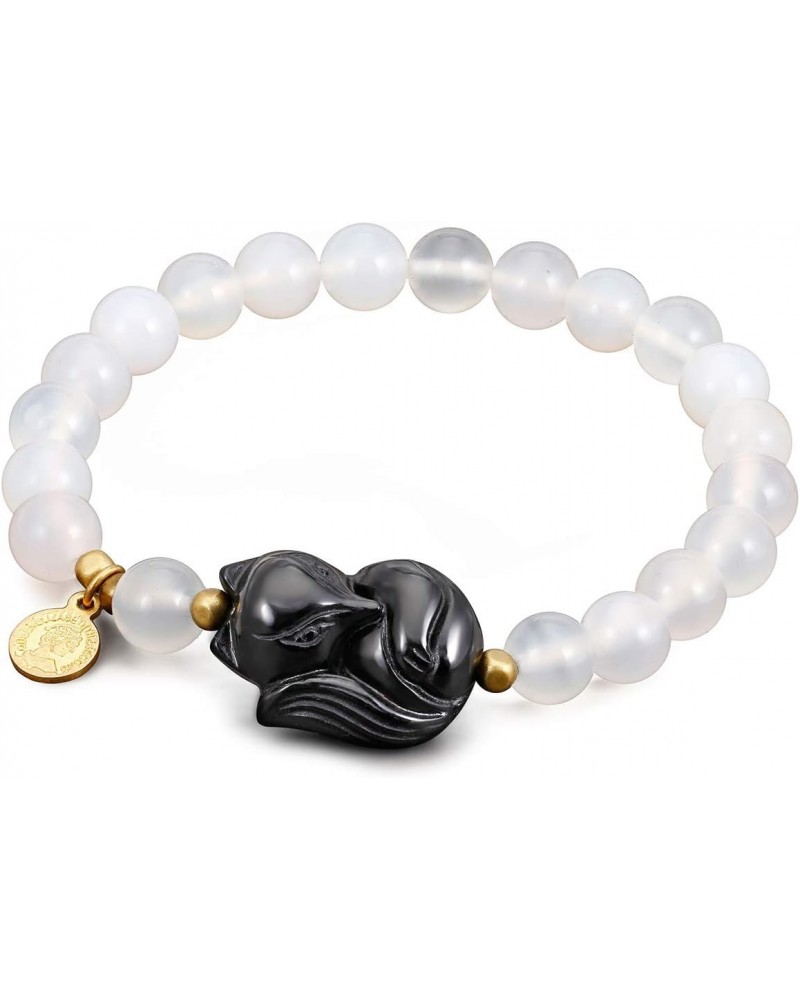 Black Obsidian Chalcedony Bracelet for Women Gifts Friendship Energy Healing Crystals $10.39 Bracelets