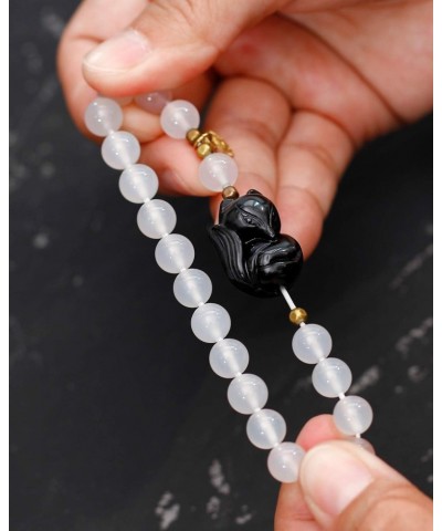 Black Obsidian Chalcedony Bracelet for Women Gifts Friendship Energy Healing Crystals $10.39 Bracelets