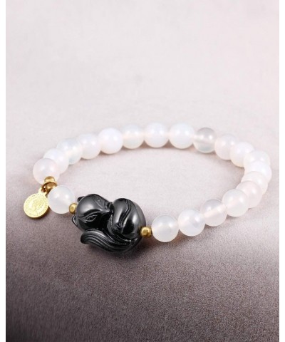 Black Obsidian Chalcedony Bracelet for Women Gifts Friendship Energy Healing Crystals $10.39 Bracelets