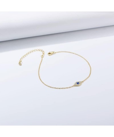 14K Gold Moissanite Evil Eye Bracelet for Women,Dainty Adjustable Sapphire Devil's Eye Charm Bracelet,Fashion Jewelry Gift fo...