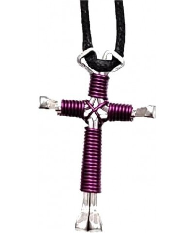 Amethyst Hand Made Horseshoe Nail Cross Necklace Made in the USA $12.59 Necklaces