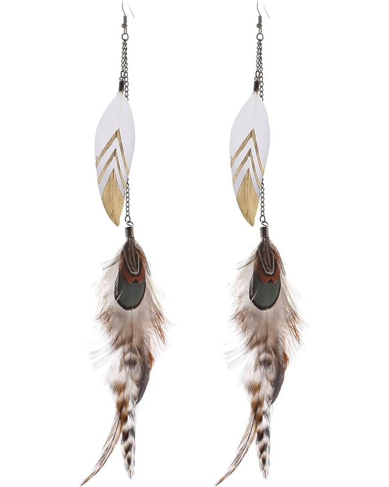 Long Feather Earrings for Women, Boho Bohemian Earrings Multicolor Tassel Handmade Feather Earrings for Women Dangling Style ...