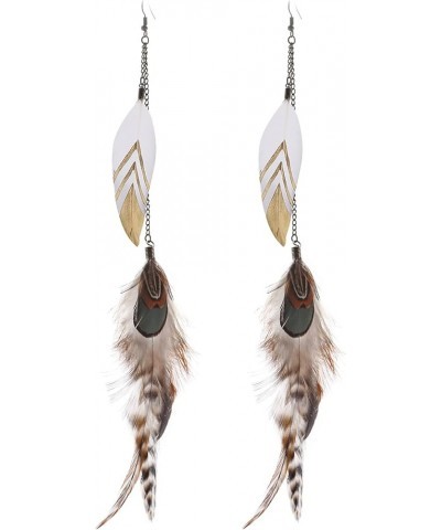 Long Feather Earrings for Women, Boho Bohemian Earrings Multicolor Tassel Handmade Feather Earrings for Women Dangling Style ...