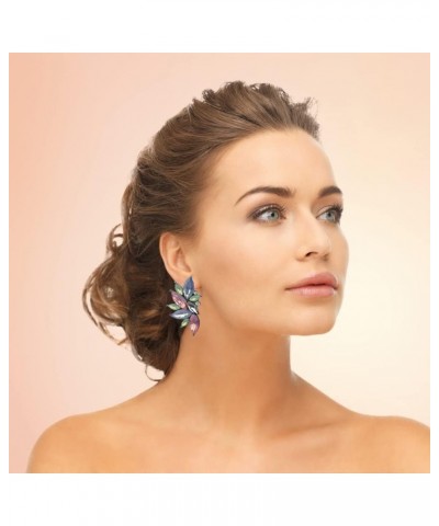 Glitter Rhinestone Statement Earrings for Women Fashion Bling Colorful Crystal Cluster Drop Dangle Earrings for Girls N-AB $8...