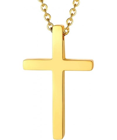 Stainless Steel Cross Necklace for Men Women, Silver/Black/Gold Tone, Two Size, Hypoallergenic, Engrave Text Available, Come ...