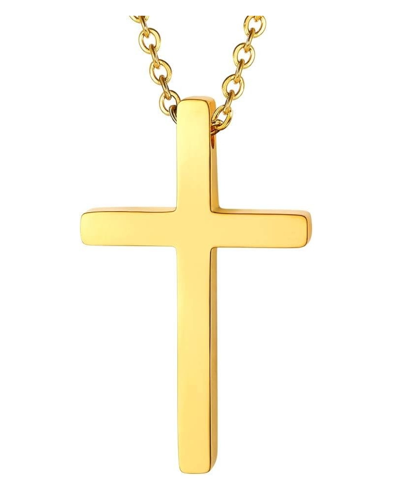 Stainless Steel Cross Necklace for Men Women, Silver/Black/Gold Tone, Two Size, Hypoallergenic, Engrave Text Available, Come ...