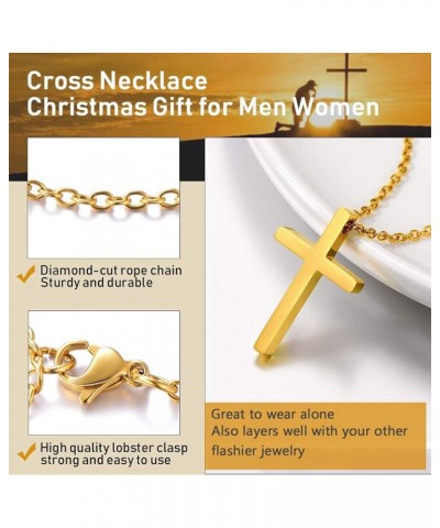 Stainless Steel Cross Necklace for Men Women, Silver/Black/Gold Tone, Two Size, Hypoallergenic, Engrave Text Available, Come ...