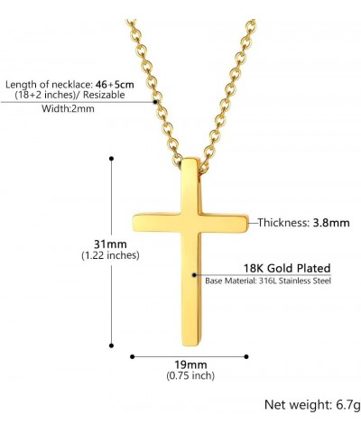 Stainless Steel Cross Necklace for Men Women, Silver/Black/Gold Tone, Two Size, Hypoallergenic, Engrave Text Available, Come ...