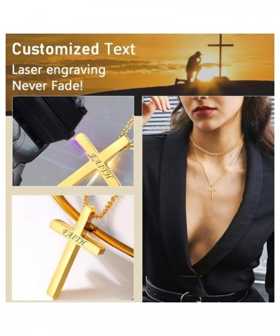 Stainless Steel Cross Necklace for Men Women, Silver/Black/Gold Tone, Two Size, Hypoallergenic, Engrave Text Available, Come ...