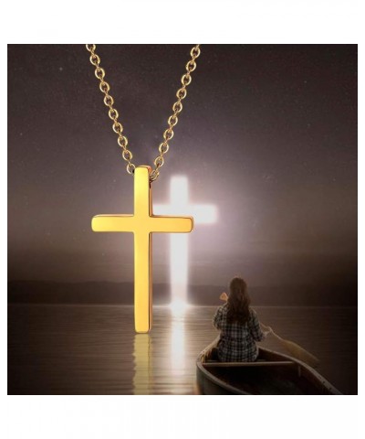 Stainless Steel Cross Necklace for Men Women, Silver/Black/Gold Tone, Two Size, Hypoallergenic, Engrave Text Available, Come ...