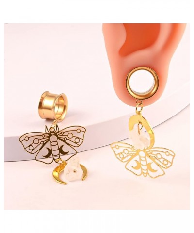 2PCS Butterfly Natural Stone Hypoallergenic Stainless Steel 0g 2g Plugs Ear Gauges Tunnels Piercing Expander Stretchers Fashi...