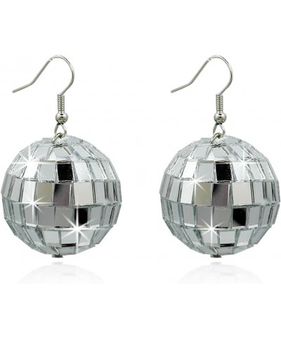 Disco Ball Earrings Punk Colorful Silver Gold Star Disco Mirrorball Earrings Halloween Costume Accessory Ball,Silver $7.69 Ea...