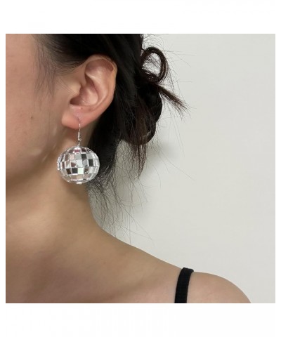 Disco Ball Earrings Punk Colorful Silver Gold Star Disco Mirrorball Earrings Halloween Costume Accessory Ball,Silver $7.69 Ea...