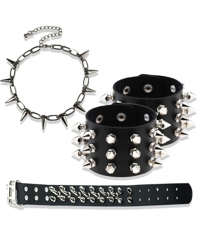 3 PCS Black Punk Gothic Bracelet Leather Bracelet Punk Choker Black Wristband Choker Black 1 $11.59 Necklaces