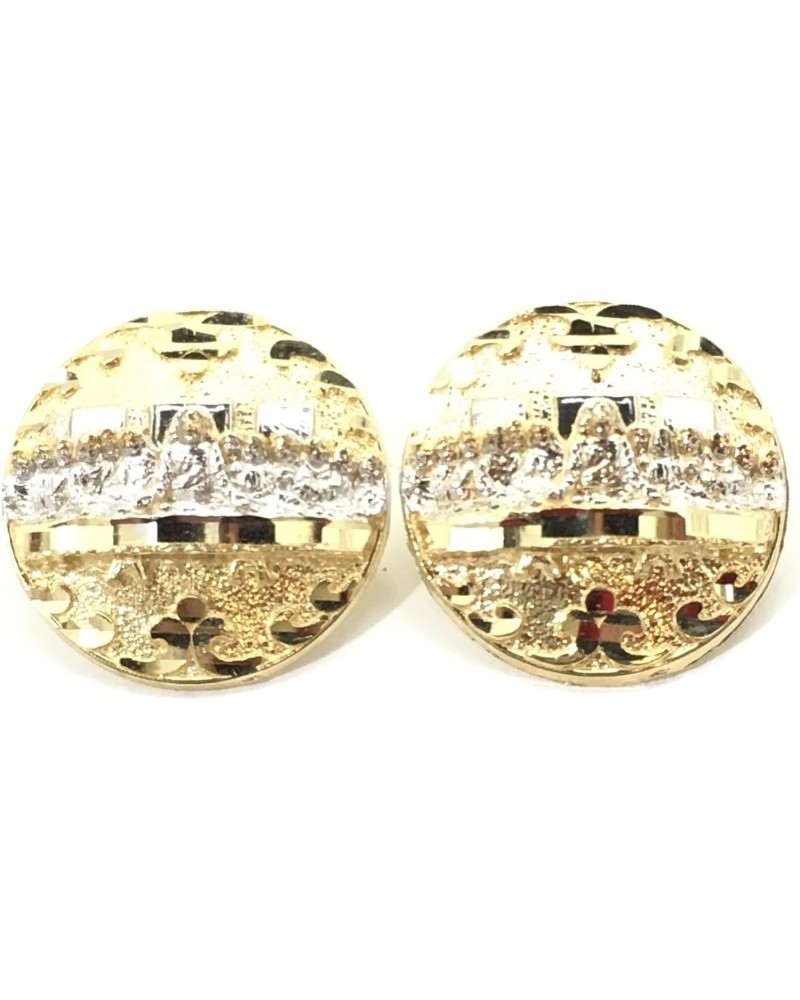 NEW 10K YELLOW GOLD 20 MM DIAMETER ROUND LAST SUPPER STUD EARRINGS 6400 $115.03 Earrings