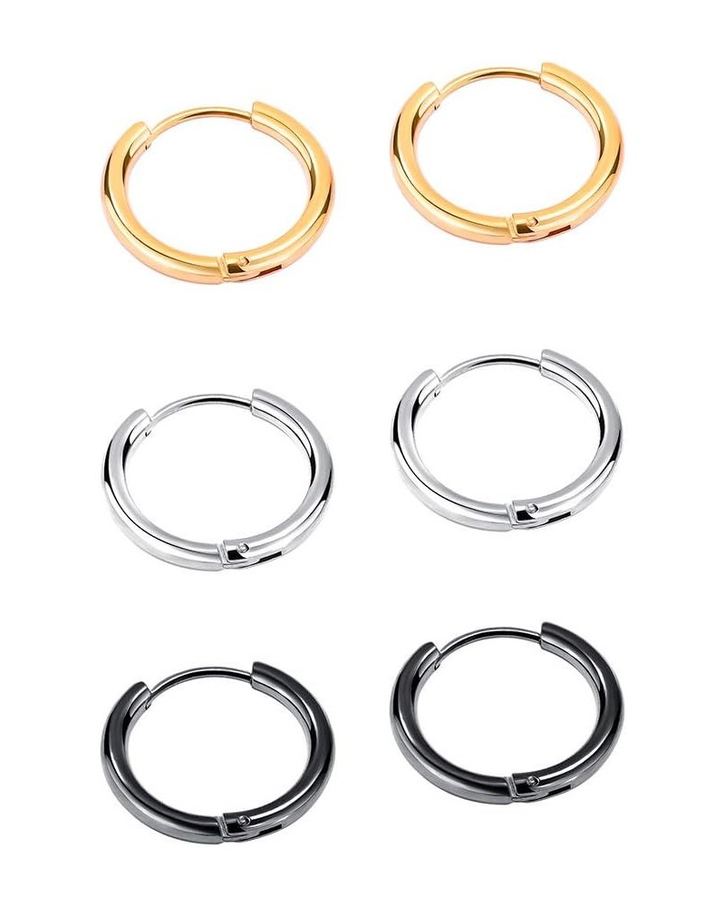 Stainless Steel Small Hoop Earrings for Cartilage Women Mens Hoops Gold Color 16mm Diameter $6.89 Earrings