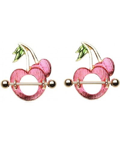 Nipple Bar Golden Cherries Nipple Shield Ring Sold as pair Red Cherry barbell $12.74 Body Jewelry