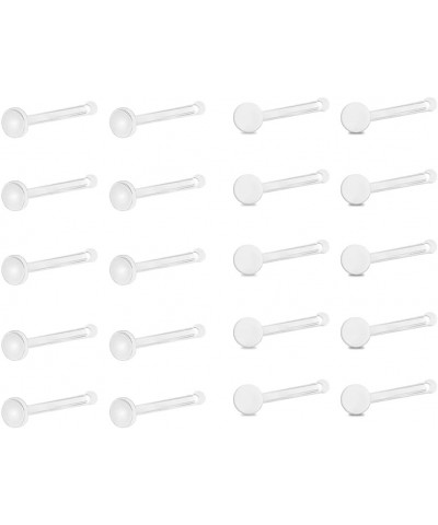 20g Small Clear Nose Studs L Shaped Corkscrew Clear Nose Rings for Work Sport, Bioflex Plastic Nose Rings for Surgery, Ball F...