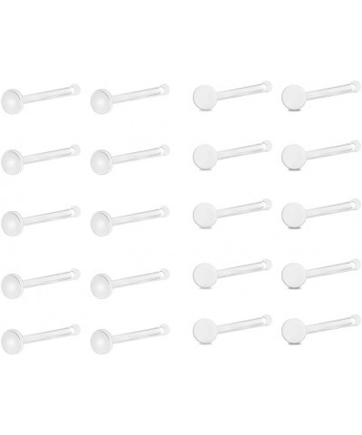 20g Small Clear Nose Studs L Shaped Corkscrew Clear Nose Rings for Work Sport, Bioflex Plastic Nose Rings for Surgery, Ball F...