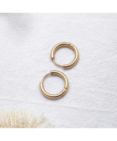 Stainless Steel Small Hoop Earrings for Cartilage Women Mens Hoops Gold Color 16mm Diameter $6.89 Earrings