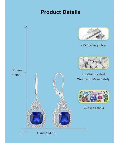 Drop Earrings for Women 925 Sterling Silver Rhodium Plated Vintage Lock Birthstones Cubic Zirconia Dangle Leverback Earrings ...