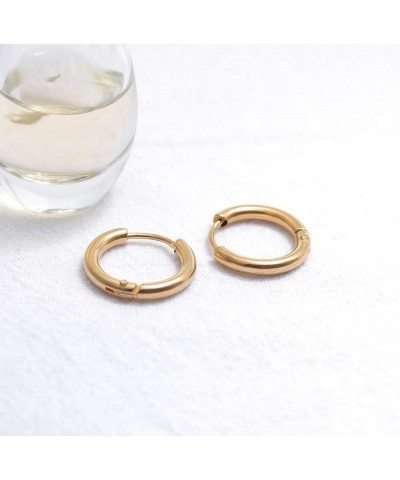 Stainless Steel Small Hoop Earrings for Cartilage Women Mens Hoops Gold Color 16mm Diameter $6.89 Earrings