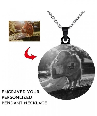 Personalized Custom Dog Necklace Pendant- Personalized Photo/Name/Message Necklace Pendant- Stainless Steel Necklace Tag Blac...