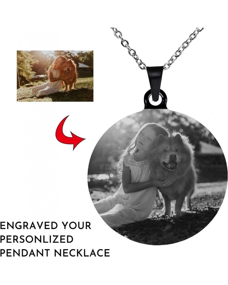 Personalized Custom Dog Necklace Pendant- Personalized Photo/Name/Message Necklace Pendant- Stainless Steel Necklace Tag Blac...