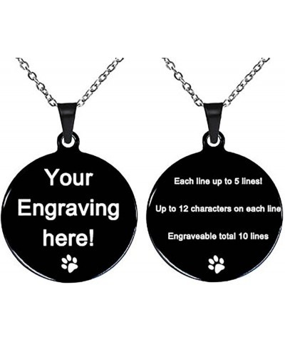 Personalized Custom Dog Necklace Pendant- Personalized Photo/Name/Message Necklace Pendant- Stainless Steel Necklace Tag Blac...