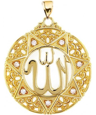 Exquisite 10k Yellow Gold Diamond Round Islamic Allah Filigree Pendant Necklace (Large) 22.0 Inches $142.79 Necklaces